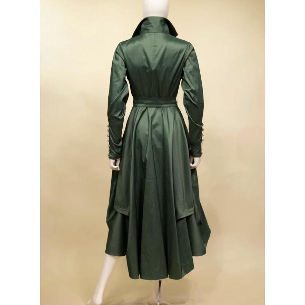 Samuel Dong Olive Green Tiered Midi Trench Dress - Picture 2 of 4